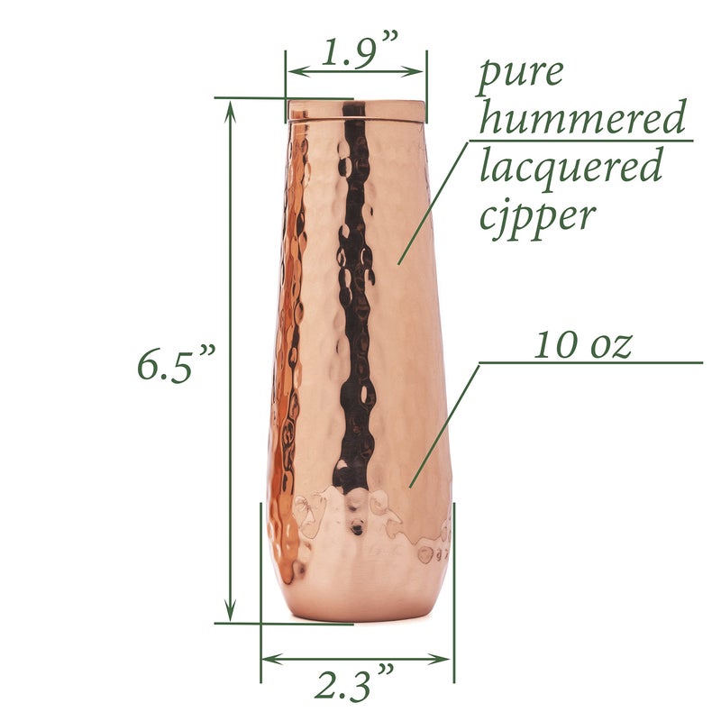 Mosscoff Copper flutes set of 4 - Moscow mule copper flutes - 10 oz hammered stemless champagne flutes of solid copper - copper wedding 7th set - Image 2